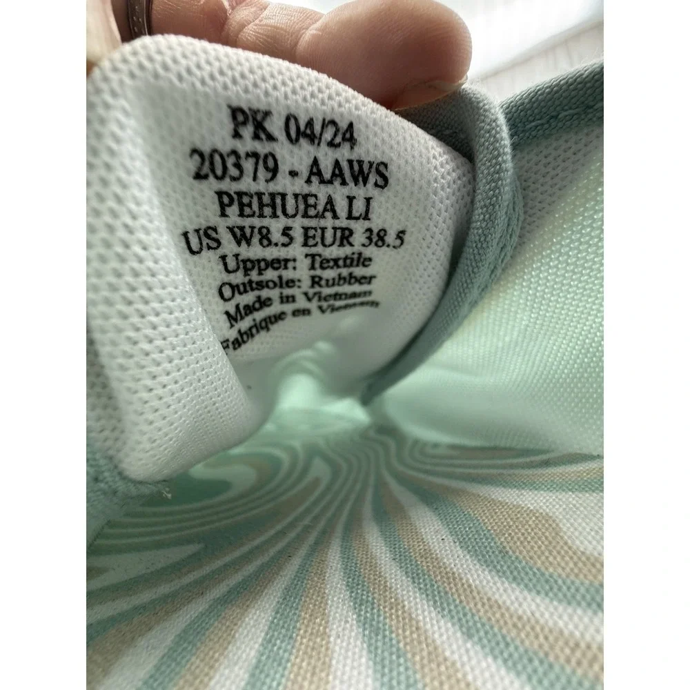 Olukai Pehuea Li Womens Size 8.5 Pale Aqua White Casual Lace Up Slip On‎ Shoes